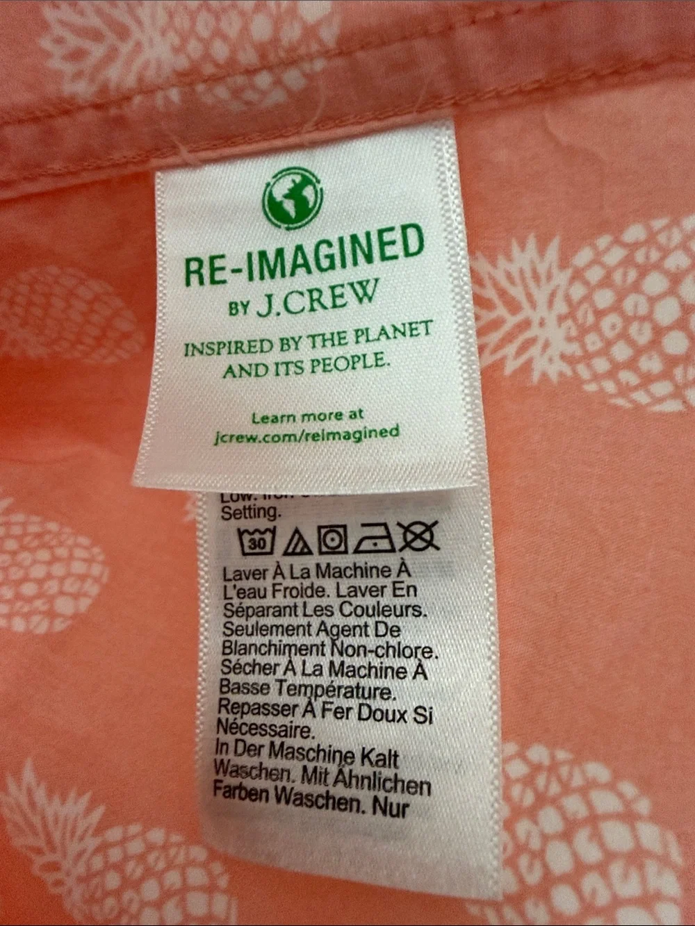 J Crew Cotton Short Slv XL Pajamas & Shorts Peach w/ Pineapple Print EUC - Picture 9 of 10